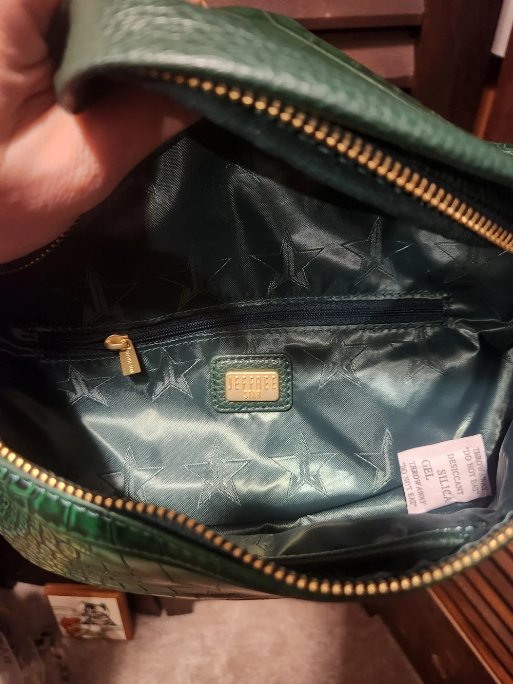 Jeffree Star Green Croc-Embossed Crossbody with Gold Star